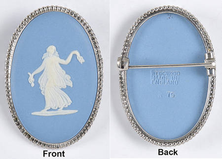 Jasperware Jewelry Silverplate Brooch