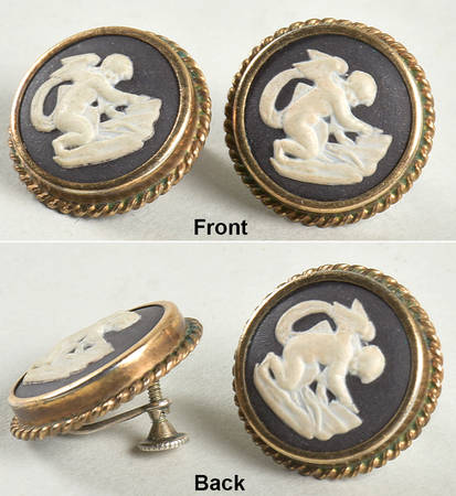 Jasperware Jewelry (Pair) Sterling Screwback Earrings
