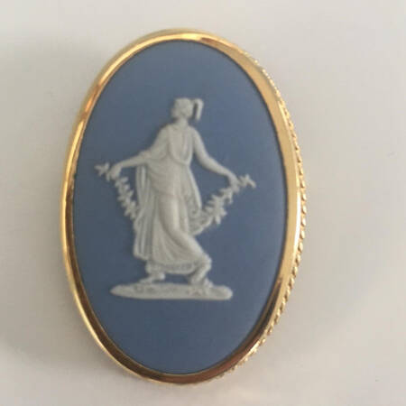 Jasperware Jewelry Goldplate Brooch