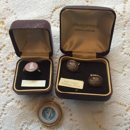 Jasperware Jewelry (Pair) Goldplate Earrings