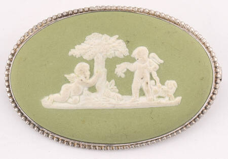 Jasperware Jewelry Sterling Brooch