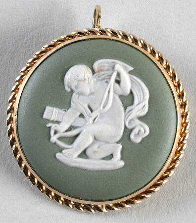 Jasperware Jewelry Goldplate Brooch