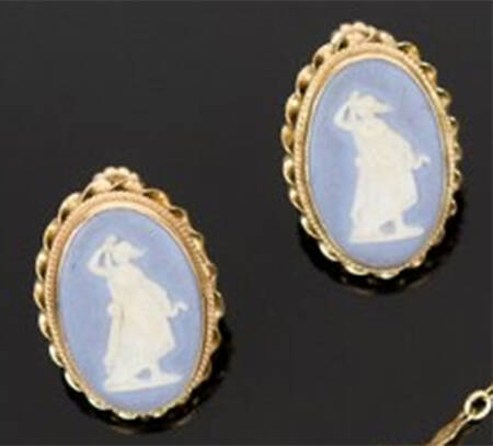 Jasperware Jewelry (Pair) Goldplate Earrings