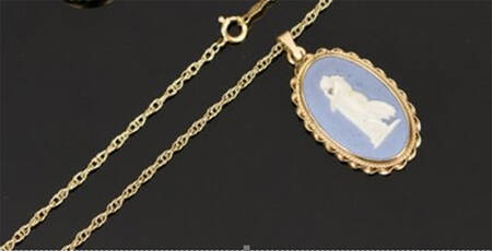 Jasperware Jewelry Goldplate Pendant & Chain