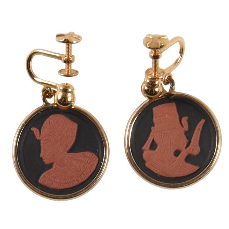Jasperware Jewelry (Pair) Goldplate Earrings