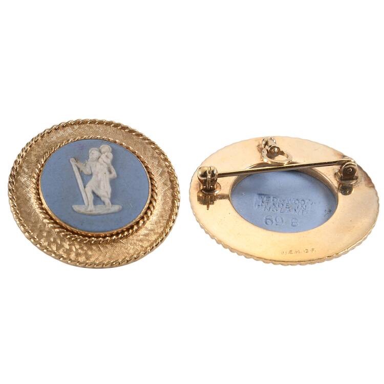 Jasperware Jewelry Goldplate Brooch