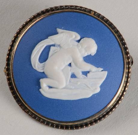 Jasperware Jewelry Silverplate Brooch