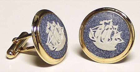 Jasperware Jewelry (Pair) Goldplate Cuff Links