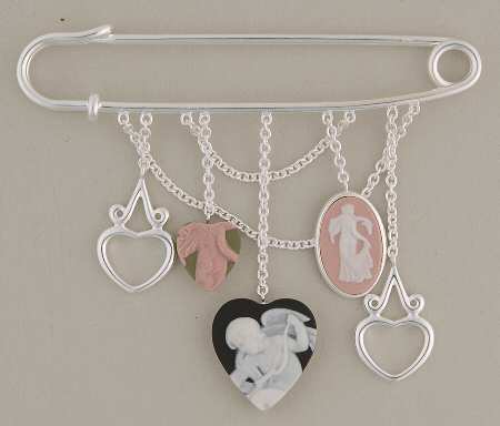Jasperware Jewelry Silverplate Heart Pin Brooch