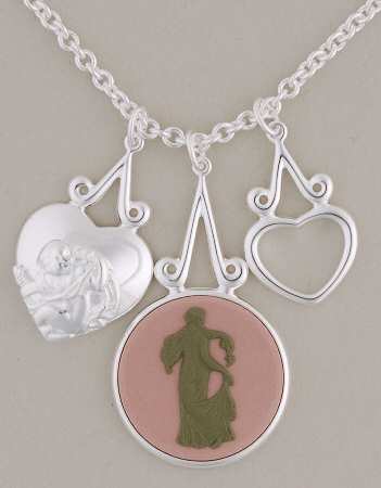 Jasperware Jewelry Round Silverplate Girl Muse Necklace