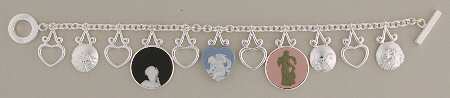 Jasperware Jewelry Round Silverplate Jasperware Charm Bracelet