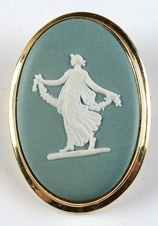 Jasperware Jewelry Goldplate Brooch