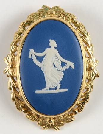 Jasperware Jewelry Goldplate Brooch