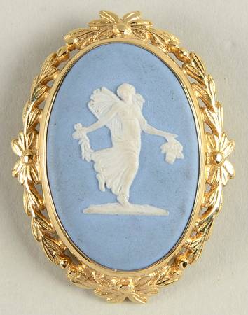 Jasperware Jewelry Goldplate Brooch