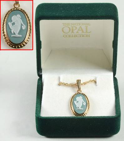 Jasperware Jewelry Gold Plate Necklace W/Pendant