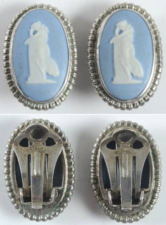Jasperware Jewelry (Pair) Silverplate Earrings