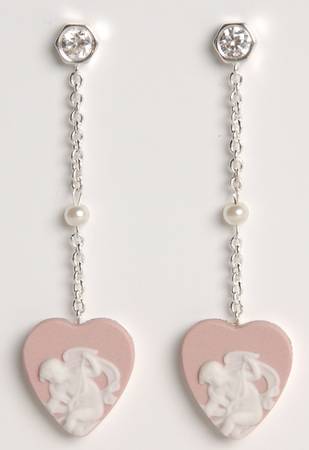 Jasperware Jewelry (Pair) Cupid Silverplate Earring