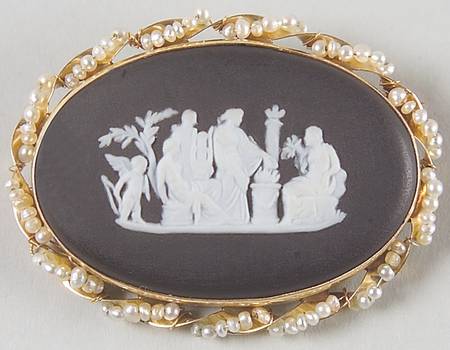 Jasperware Jewelry Goldplate Brooch