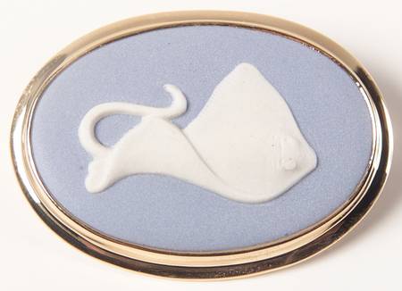 Jasperware Jewelry Goldplate Brooch