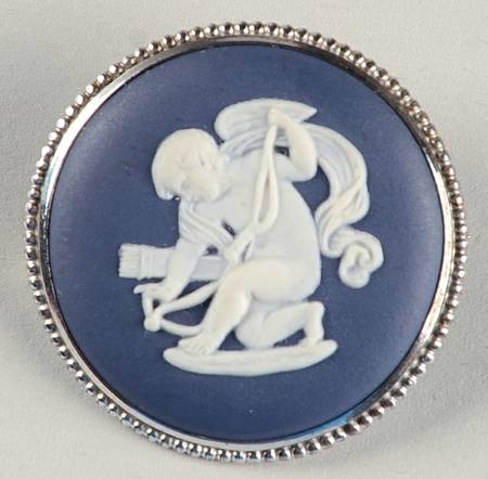 Jasperware Jewelry Silverplate Brooch