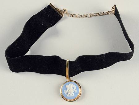 Jasperware Jewelry Choker Necklace with Gold Charm
