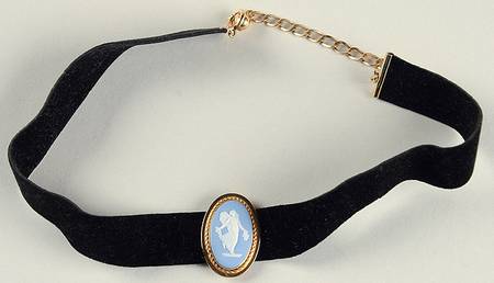 Jasperware Jewelry Choker Necklace with Gold Charm