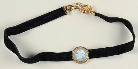 Jasperware Jewelry Choker Necklace with Gold Charm