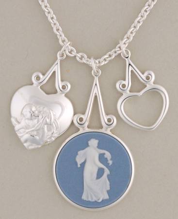 Jasperware Jewelry Jasperware Round Silverplate Girl Muse Necklace