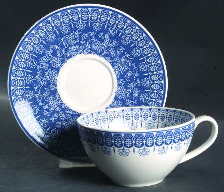 Tonquin Blue (No Gold Floral) Cappuccino Cup & Saucer Set