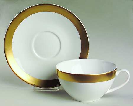Satine Gold Flat Cup & Saucer Set