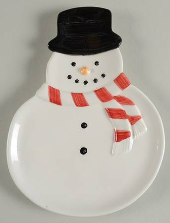 Holiday Snowman Sculptured Dessert Plate