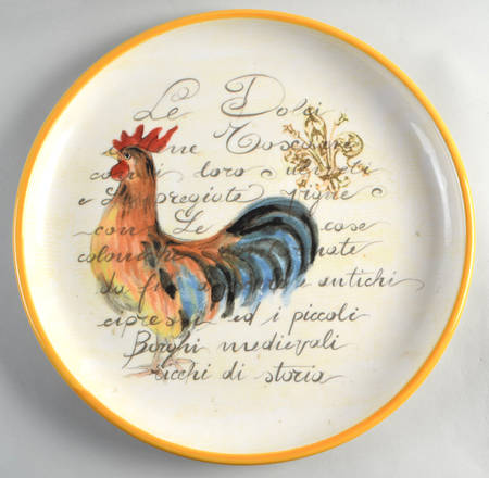 Rooster Script 14" Chop Plate (Round Platter)