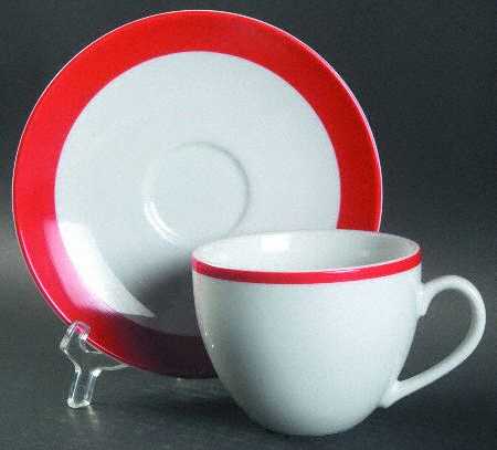Brasserie Red Flat Cup & Saucer Set