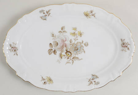 Dawn Rose (Gold Trim) 12" Oval Serving Platter