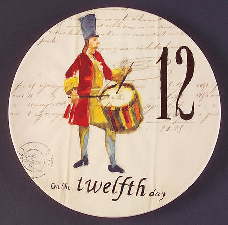 12 Days of Christmas (Black Numbers, Rim Shape) Salad/Dessert Plate