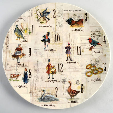 12 Days of Christmas (Black Numbers, Rim Shape) Dinner Plate