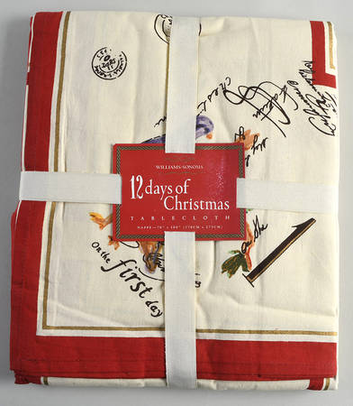 12 Days of Christmas (Black Numbers, Rim Shape) 70" X 108" Rectangular Tablecloth