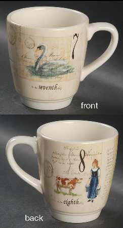 12 Days of Christmas (Black Numbers, Rim Shape) Mug