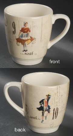 12 Days of Christmas (Black Numbers, Rim Shape) Mug