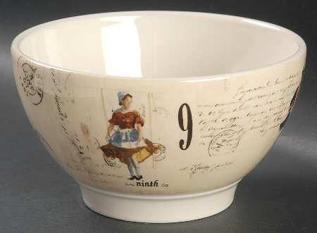 12 Days of Christmas (Black Numbers, Rim Shape) Coupe Cereal Bowl