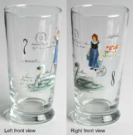 12 Days of Christmas (Black Numbers, Rim Shape) Glassware Highball