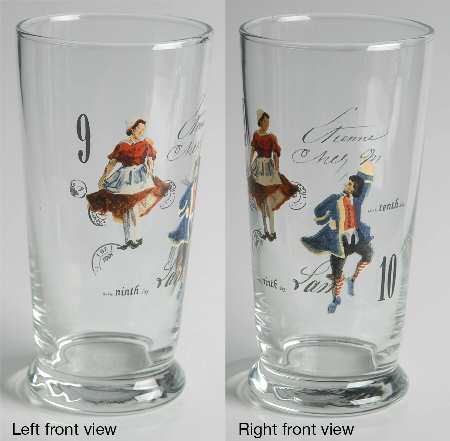 12 Days of Christmas (Black Numbers, Rim Shape) Glassware Highball