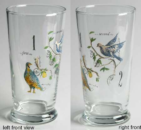12 Days of Christmas (Black Numbers, Rim Shape) Glassware Highball