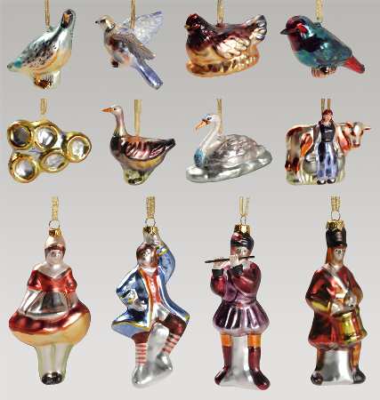 12 Days of Christmas (Black Numbers, Rim Shape) Ornament - Set of 12 Boxed