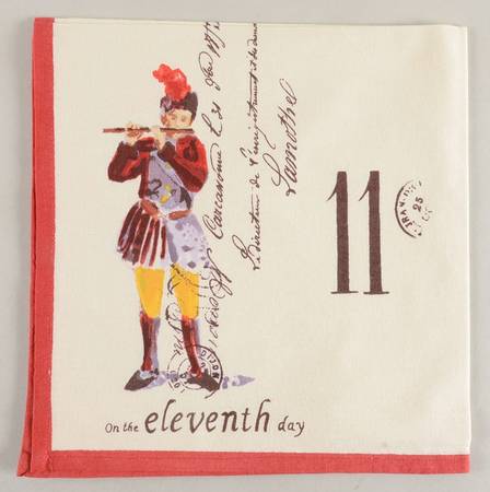 12 Days of Christmas (Black Numbers, Rim Shape) Cloth Napkin