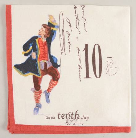 12 Days of Christmas (Black Numbers, Rim Shape) Cloth Napkin