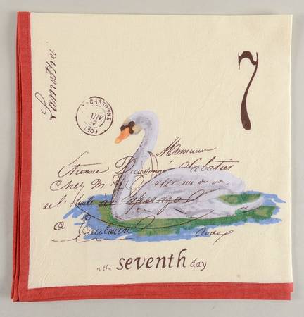 12 Days of Christmas (Black Numbers, Rim Shape) Cloth Napkin