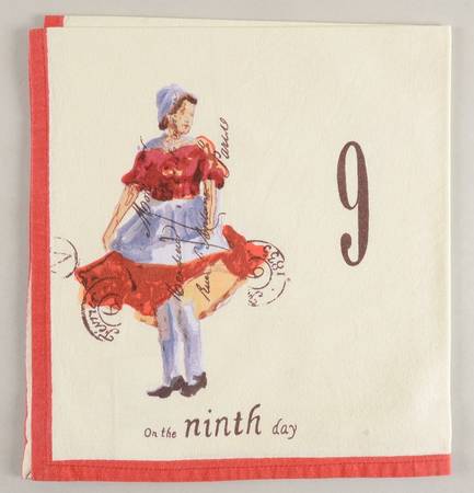 12 Days of Christmas (Black Numbers, Rim Shape) Cloth Napkin