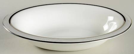 Ribbon Stripe Silver (Platinum) 9" Oval Vegetable Bowl