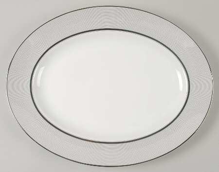 Ribbon Stripe Silver (Platinum) 13" Oval Serving Platter